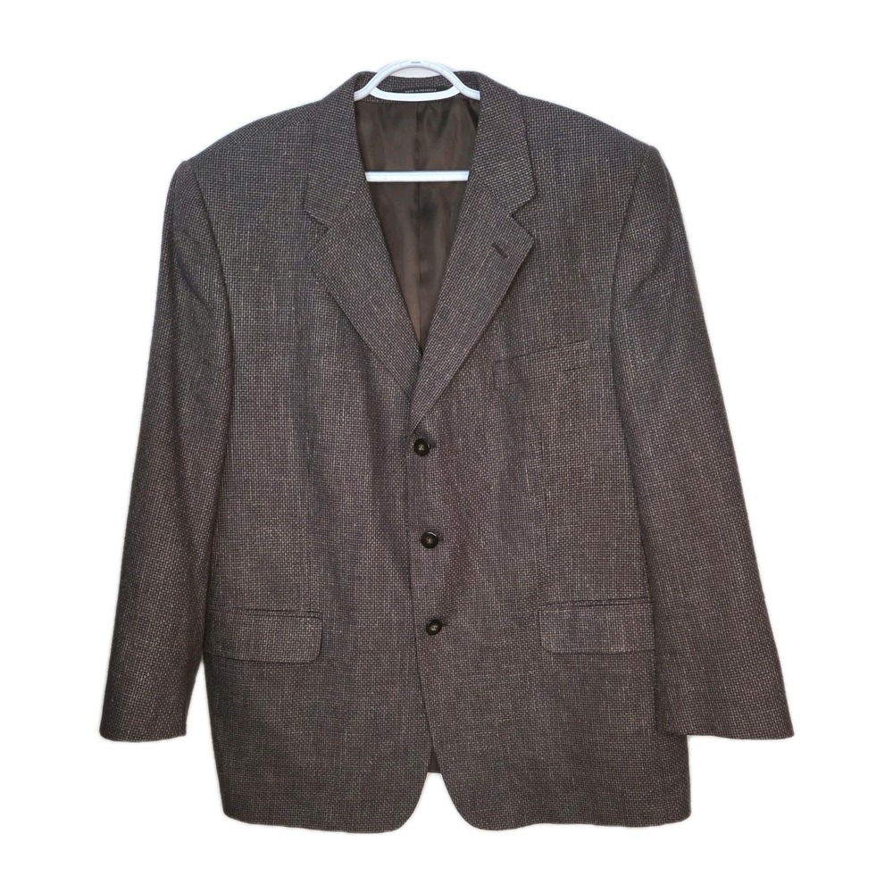 Versini Mens 100% Brown Silk Sport Coat Blazer Suit Jacket Three Button 46R